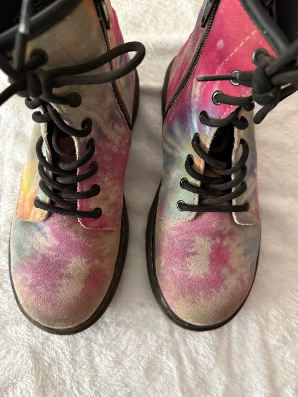 Doc Dr Martens Soft Suede 1460 Youth Tie Dye Girls Lace Up Boots 3 - Picture 5 of 13